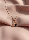 925 Sterling Silver Rose Gold Lucky Clover Heart Necklace (Black Onyx)