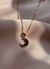 925 Sterling Silver Rose Gold Black Crescent Moon Necklace