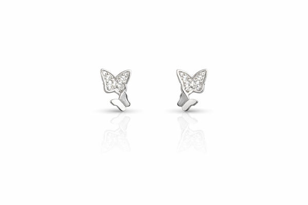 925 Sterling Silver Enchanted Twin Butterfly Stud Earrings