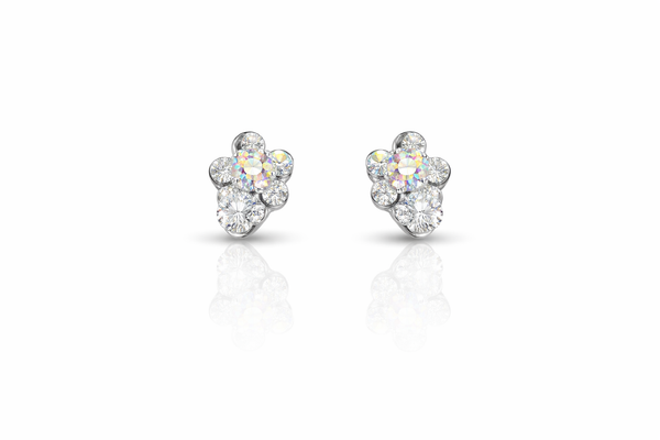 Silver Blossom Crystal Drop Studs