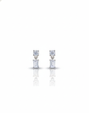 The Crystal Cascade: Silver Rhodium Drop Earrings with Emerald Cut Stone