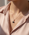 925 Sterling Silver Rose Gold Black Fan Pendant Necklace