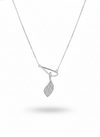 925 Sterling Silver Abstract Leaf Drop Pendant Necklace (Box Chain)