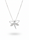 925 Sterling Silver Crystal Dragonfly Pendant Necklace (Box Chain)