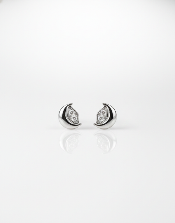 925 Sterling Silver Crescent Moon Stud Earrings