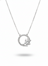 925 Sterling Silver Circle Leaf Pendant Necklace (Box Chain)