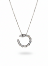 925 Sterling Silver Baguette Open Circle Pendant Necklace