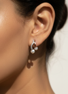 925 Silver Dual-Tone Wave Earrings with Pearl Drop