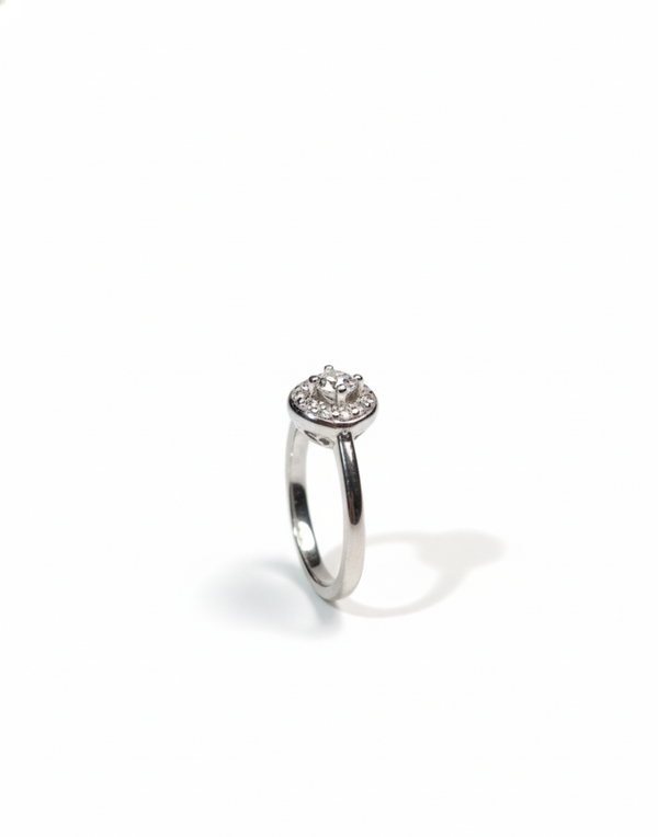 Sterling Silver Classic Halo Diamond-Style Ring
