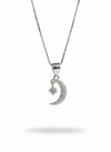 925 Sterling Silver Crescent Moon & Star Pendant Necklace