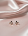 925 Sterling Silver Rose Gold Heart Clover Stud Earrings