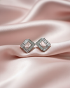 925 Sterling Silver Geometric Square Studs (Baguette & Pave)