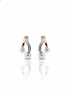 925 Silver Dual-Tone Wave Earrings with Pearl Drop