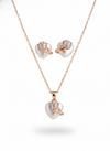 925 Sterling Silver Rose Gold Heart Tulip Necklace Set (Mother of Pearl)