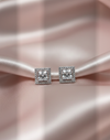 925 Sterling Silver Princess Cut Halo Stud Earrings