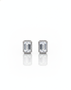 925 Sterling Silver Emerald Cut Halo Stud Earrings