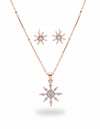 925 Sterling Silver Rose Gold Sunburst Pendant Set (Designer Chain)