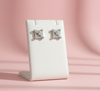 Majestic Rhodium-Plated Geometric Square Diamond Stud Earrings