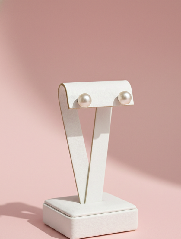 Classic Pearl Stud Earrings in Pure 925 Sterling Silver