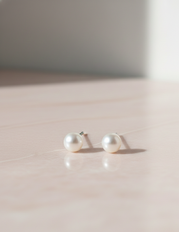 Classic Pearl Stud Earrings in Pure 925 Sterling Silver