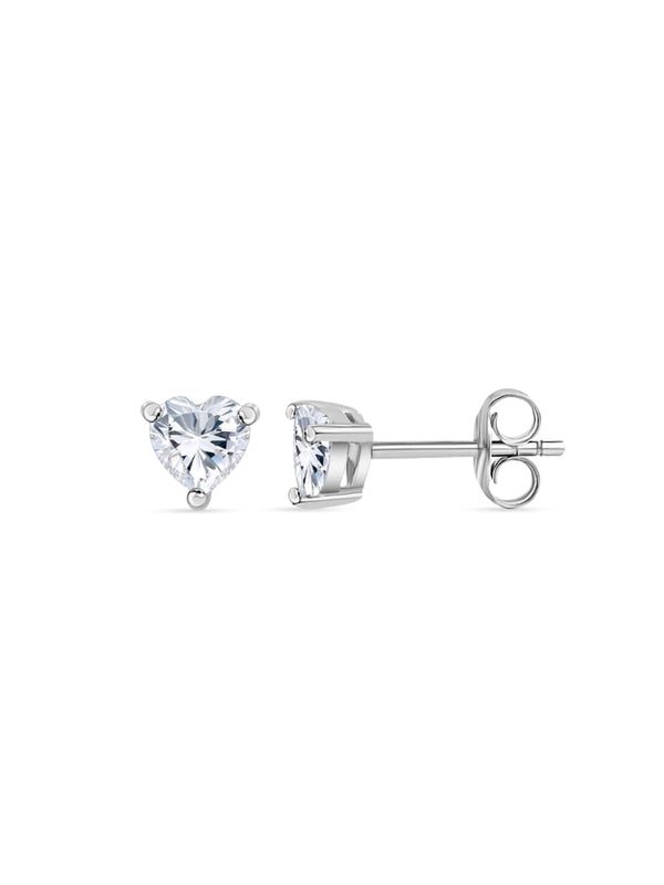 Heart-Shaped Diamond Stud Earrings