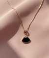 925 Sterling Silver Rose Gold Black Fan Pendant Necklace