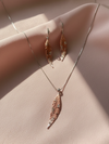 925 Sterling Silver & Rose Gold Leaf Pendant Set (Dual Tone Necklace)