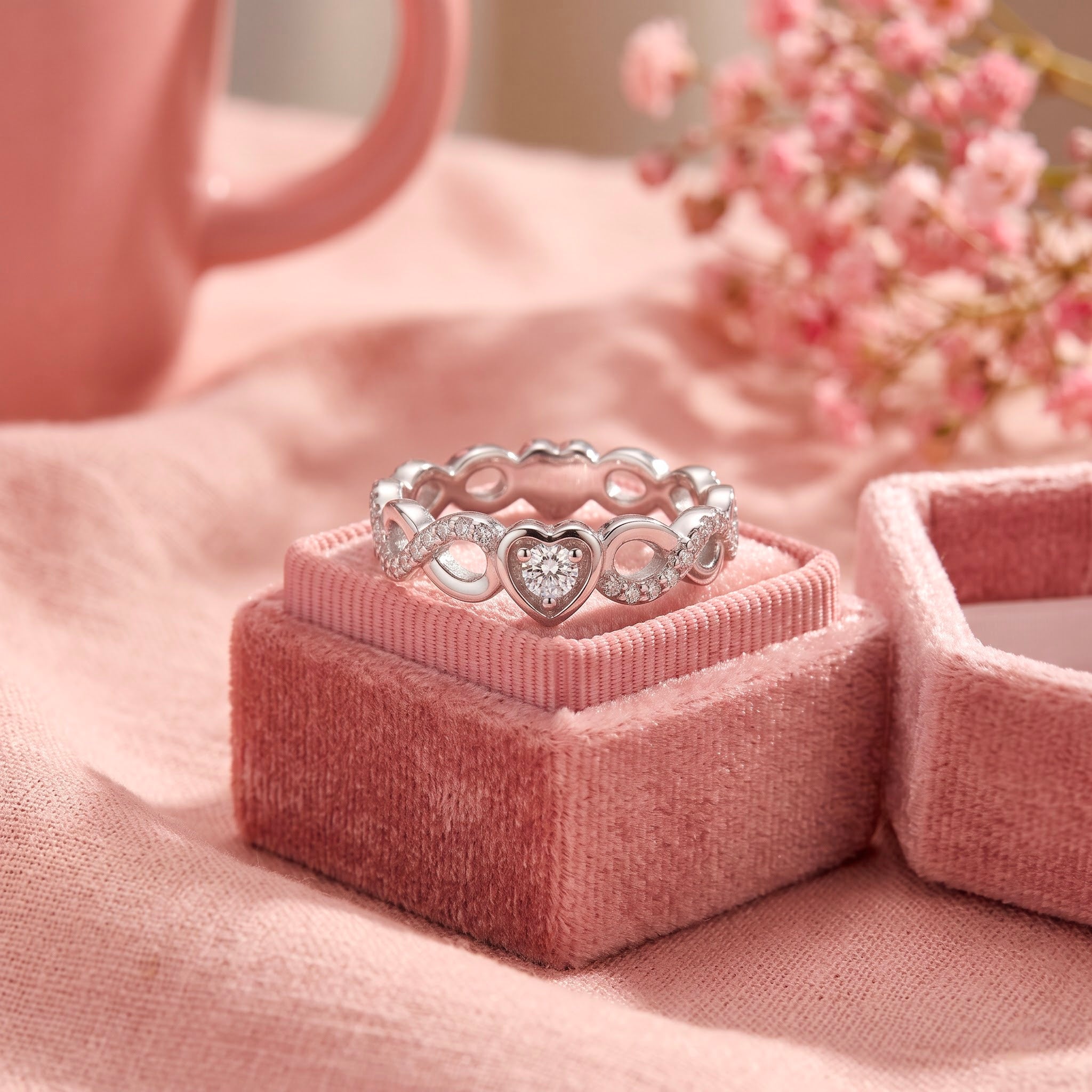 Elegant Infinity Heart Promise Ring for Women | Sparkling Crystal Anniversary & Engagement Band