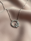 925 Sterling Silver Circle Leaf Pendant Necklace (Box Chain)