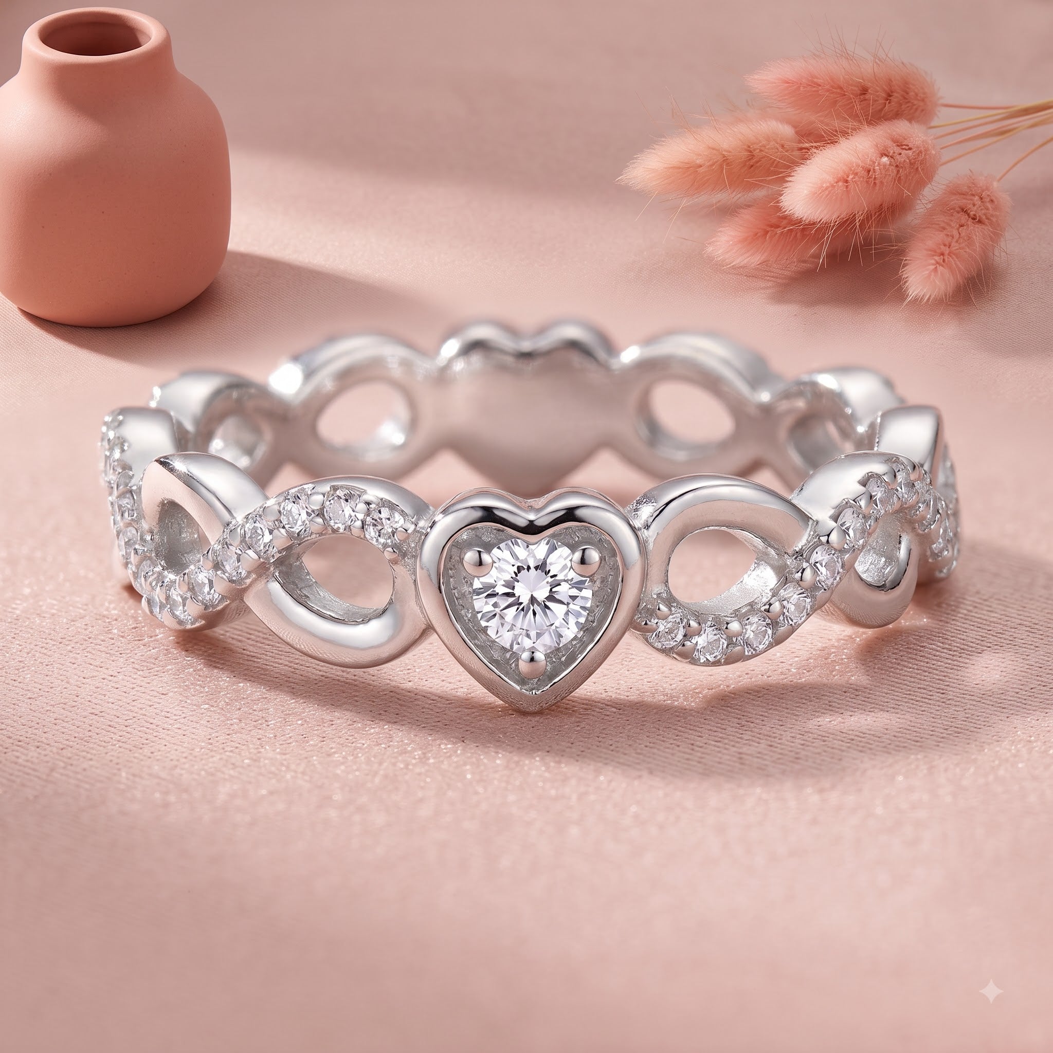 Elegant Infinity Heart Promise Ring for Women | Sparkling Crystal Anniversary & Engagement Band