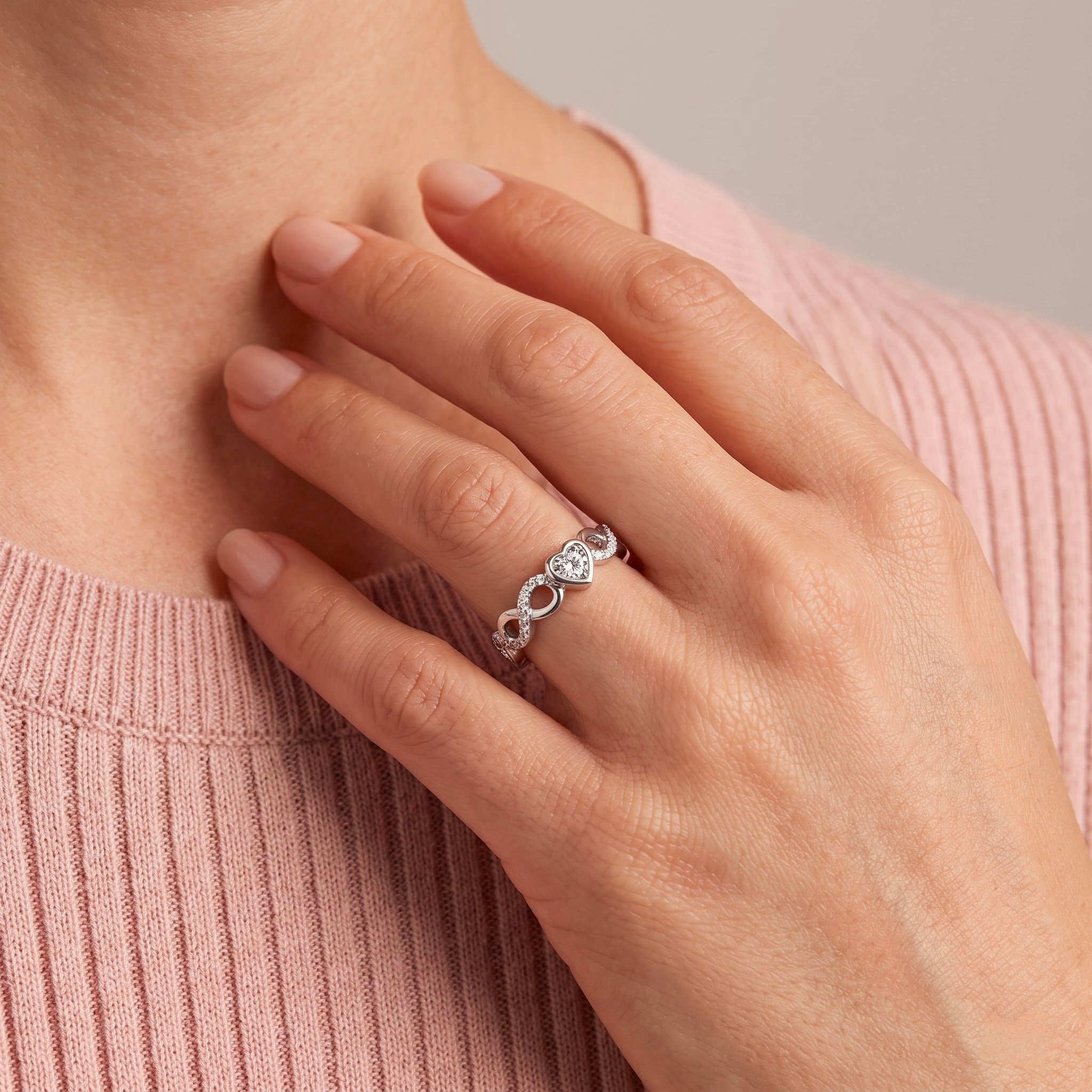Elegant Infinity Heart Promise Ring for Women | Sparkling Crystal Anniversary & Engagement Band