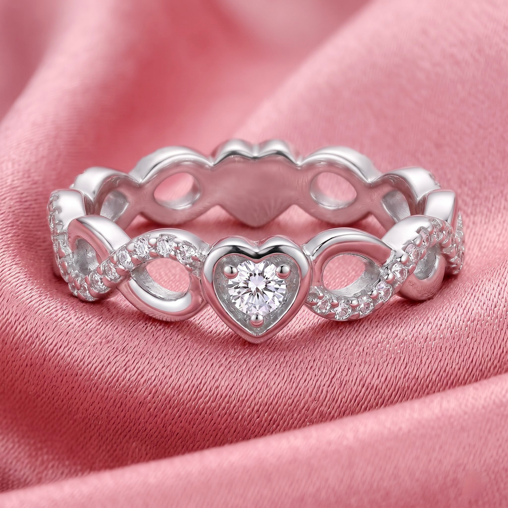 Elegant Infinity Heart Promise Ring for Women | Sparkling Crystal Anniversary & Engagement Band