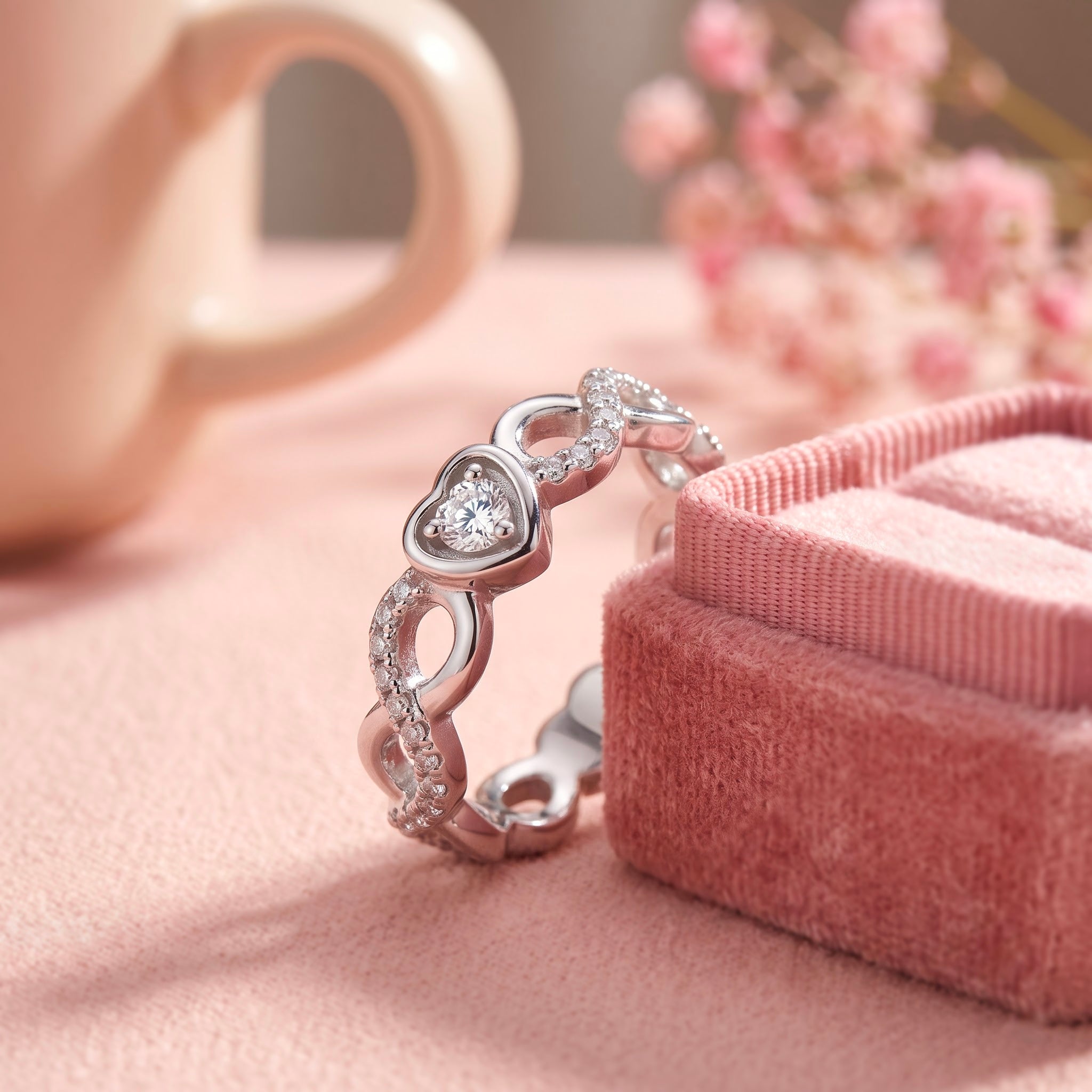 Elegant Infinity Heart Promise Ring for Women | Sparkling Crystal Anniversary & Engagement Band