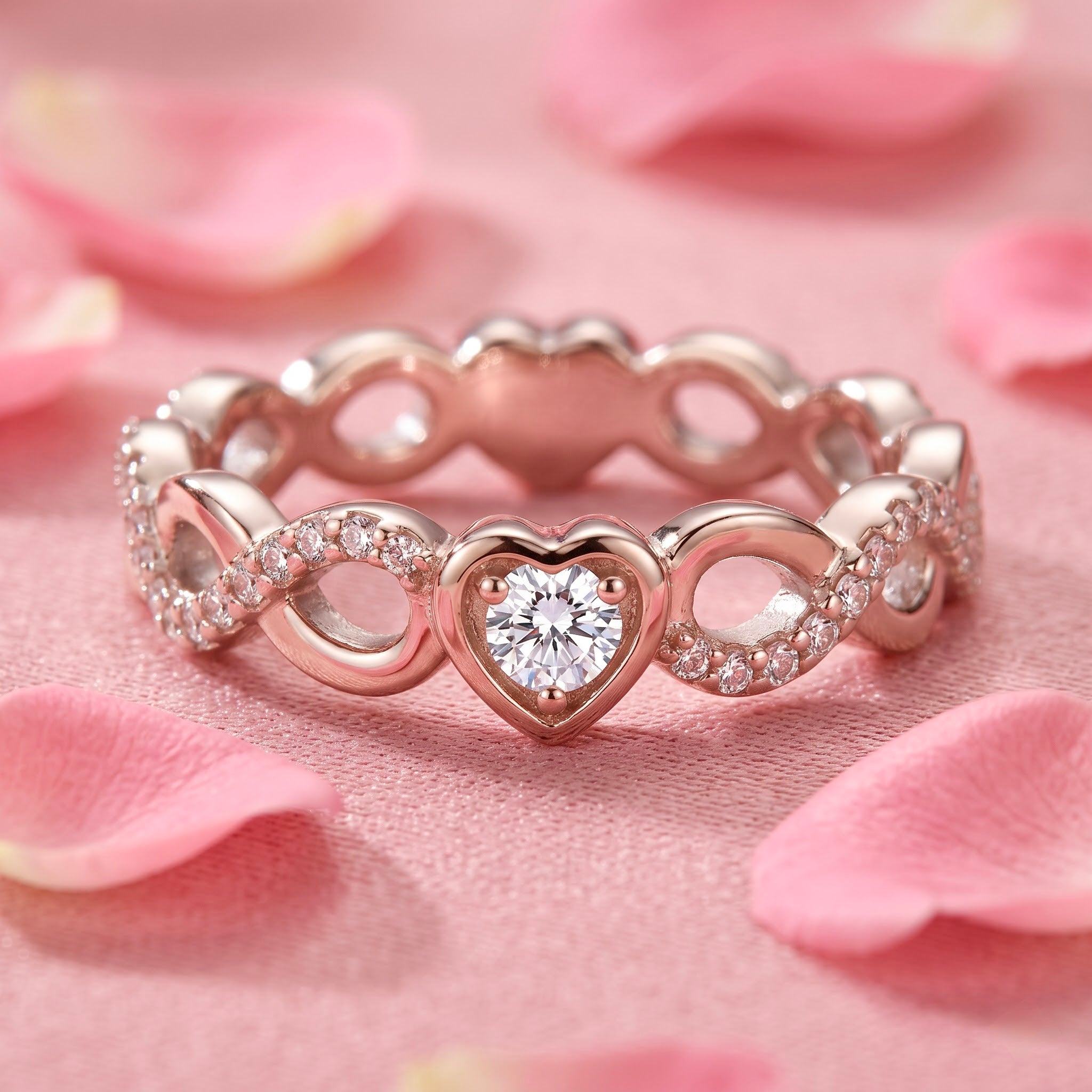 Elegant Infinity Heart Promise Ring for Women | Sparkling Crystal Anniversary & Engagement Band