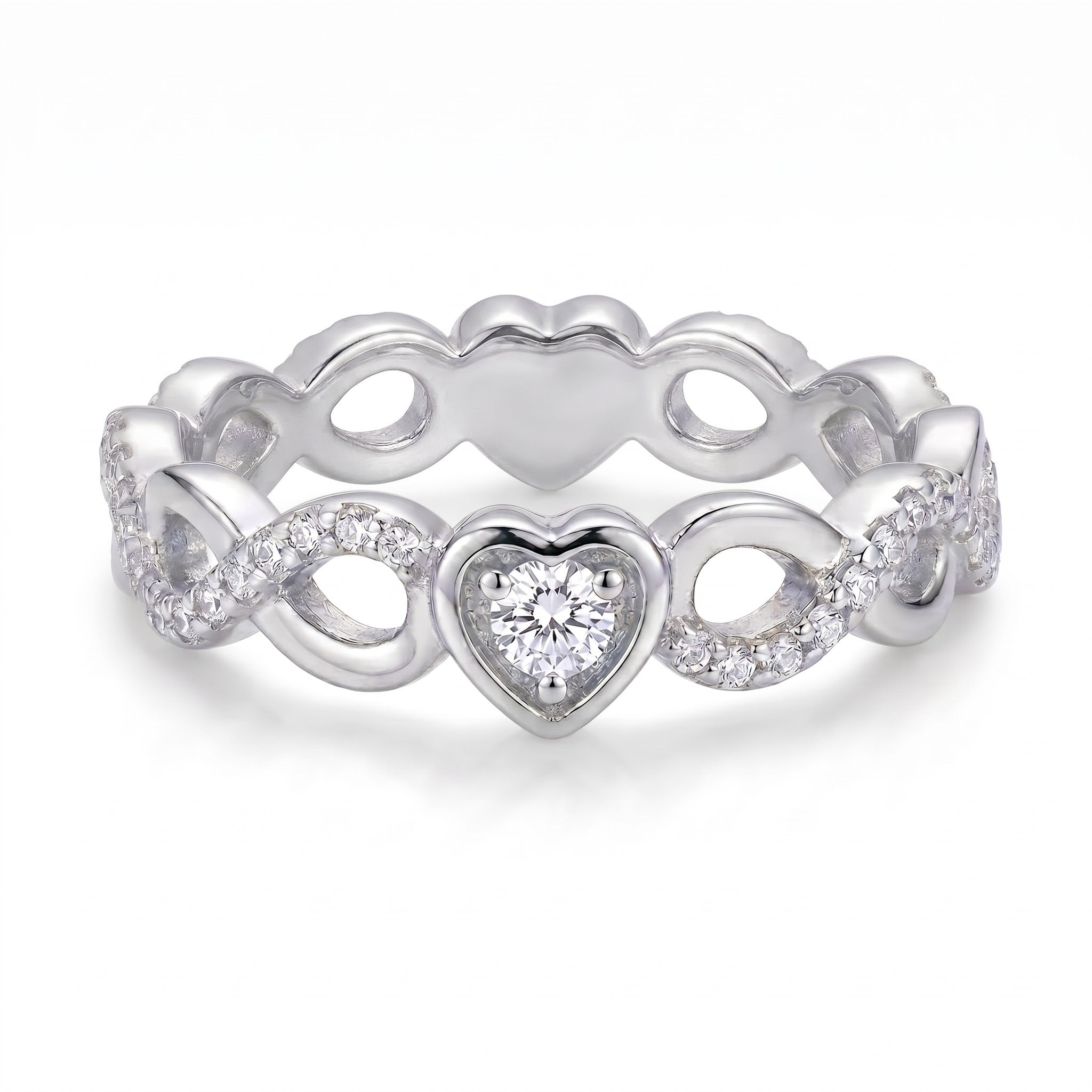 Elegant Infinity Heart Promise Ring for Women | Sparkling Crystal Anniversary & Engagement Band