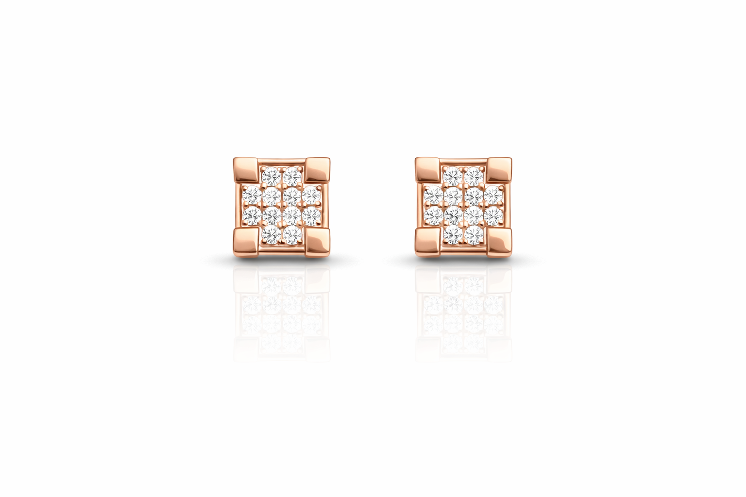 Rose Gold Glitz Square Earrings