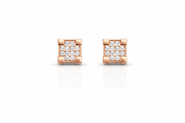 Rose Gold Glitz Square Earrings