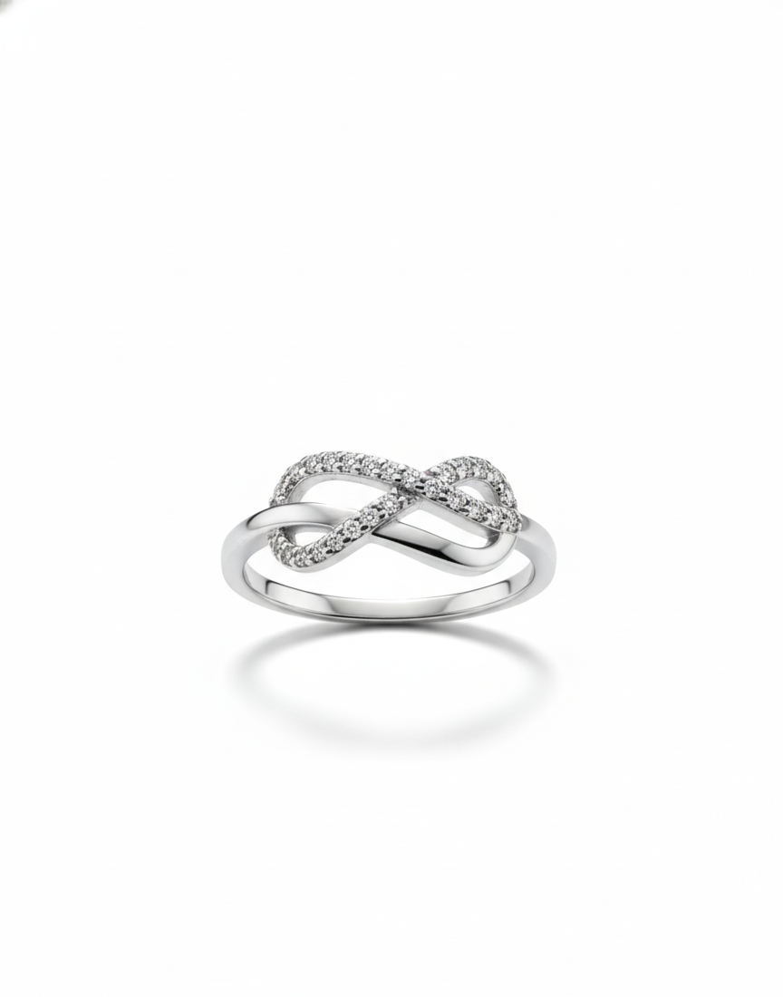 Classic Infinity Knot Ring in 925 Sterling Silver | Paved CZ Crystal Band