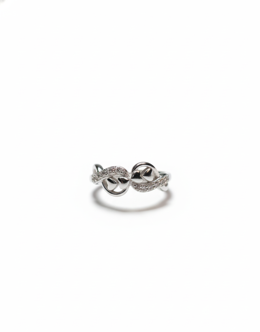 Eternal Grace Intertwined Leaf Ring in 925 Sterling Silver