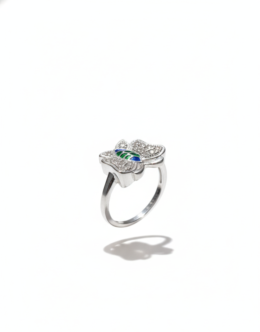 Arna's Silver – Hand-Enameled Butterfly Filigree Ring for Women