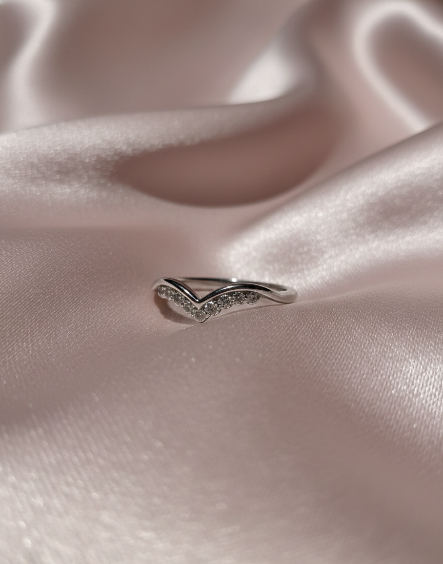 V-Shape Stackable Silver Ring | Cubic Zirconia