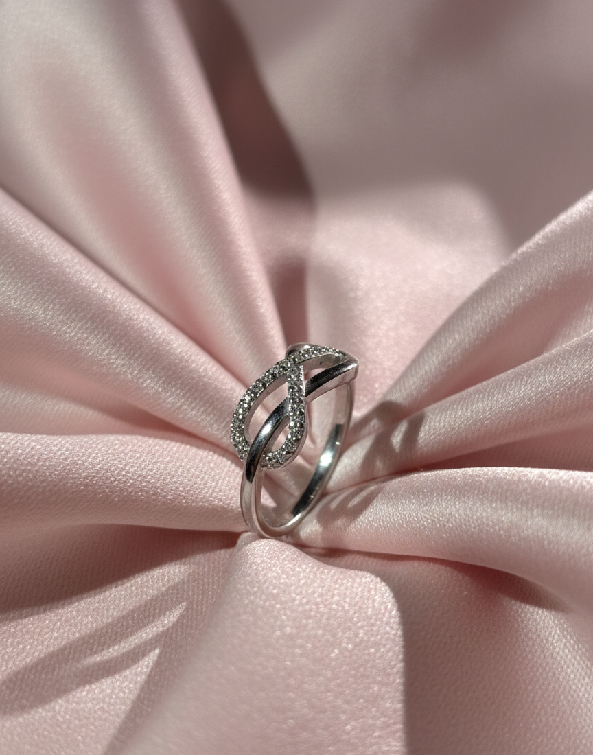 Classic Infinity Knot Ring in 925 Sterling Silver | Paved CZ Crystal Band
