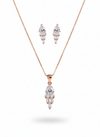 925 Sterling Silver Rose Gold Waterfall Pendant Set (Baguette & Pear Cut)
