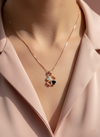 925 Sterling Silver Rose Gold Lucky Clover Heart Necklace (Black Onyx)