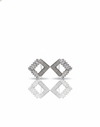 925 Sterling Silver Geometric Square Studs (Baguette & Pave)
