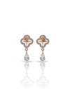 925 Silver Rose Gold Clover Drop Earrings with Pear Crystal