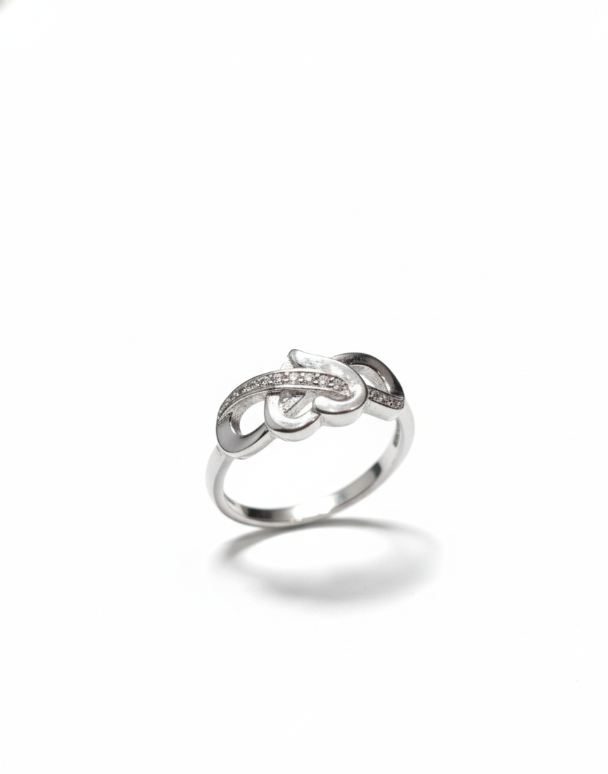 Intertwined Hearts Infinity Ring - 925 Sterling Silver (Rhodium Plated) | Arna's Silver