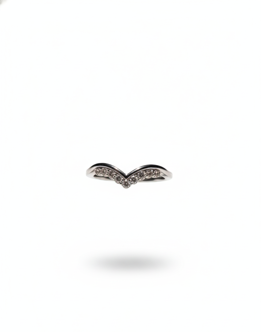 V-Shape Stackable Silver Ring | Cubic Zirconia