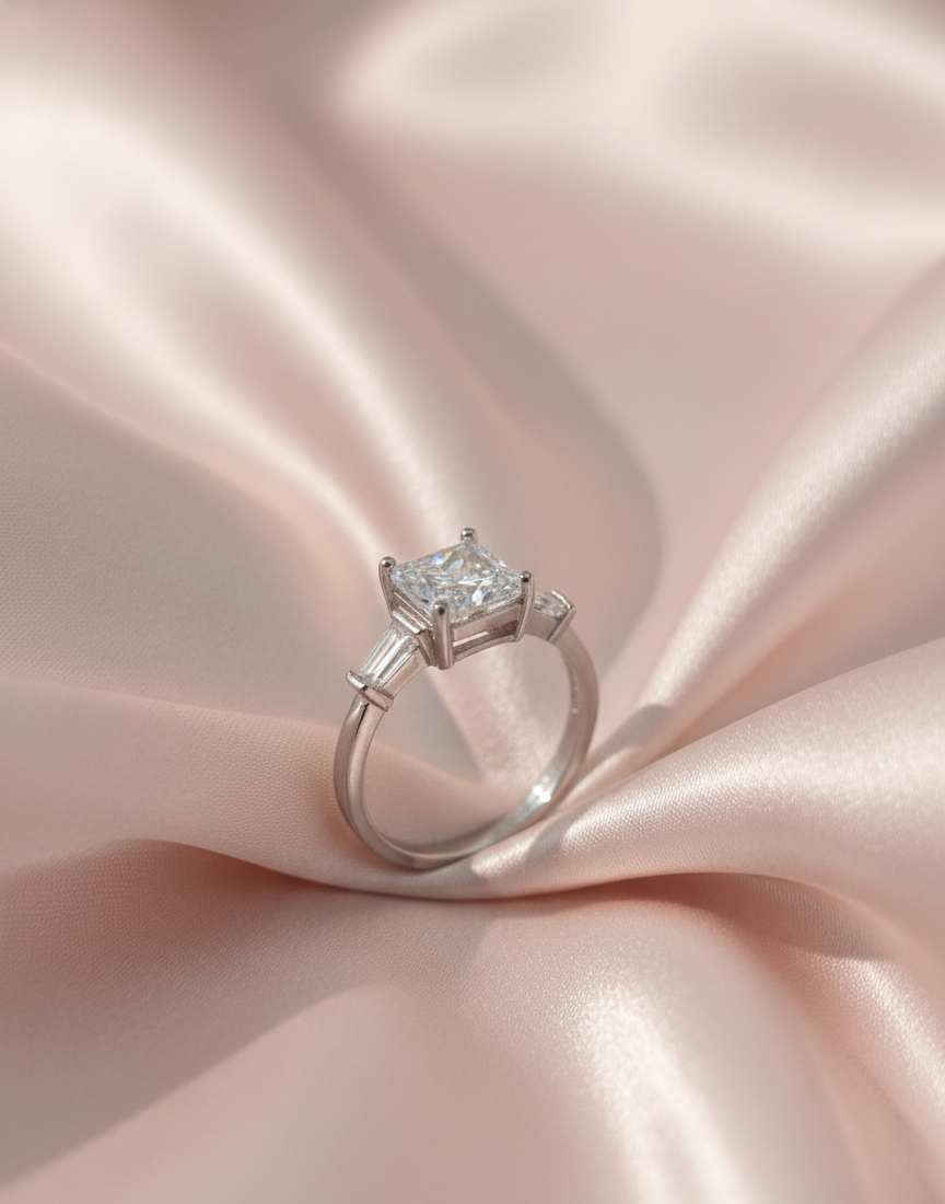 Romantic  Eternal Sparkle Solitaire Ring in Pure 925 Silver