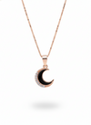 925 Sterling Silver Rose Gold Black Crescent Moon Necklace